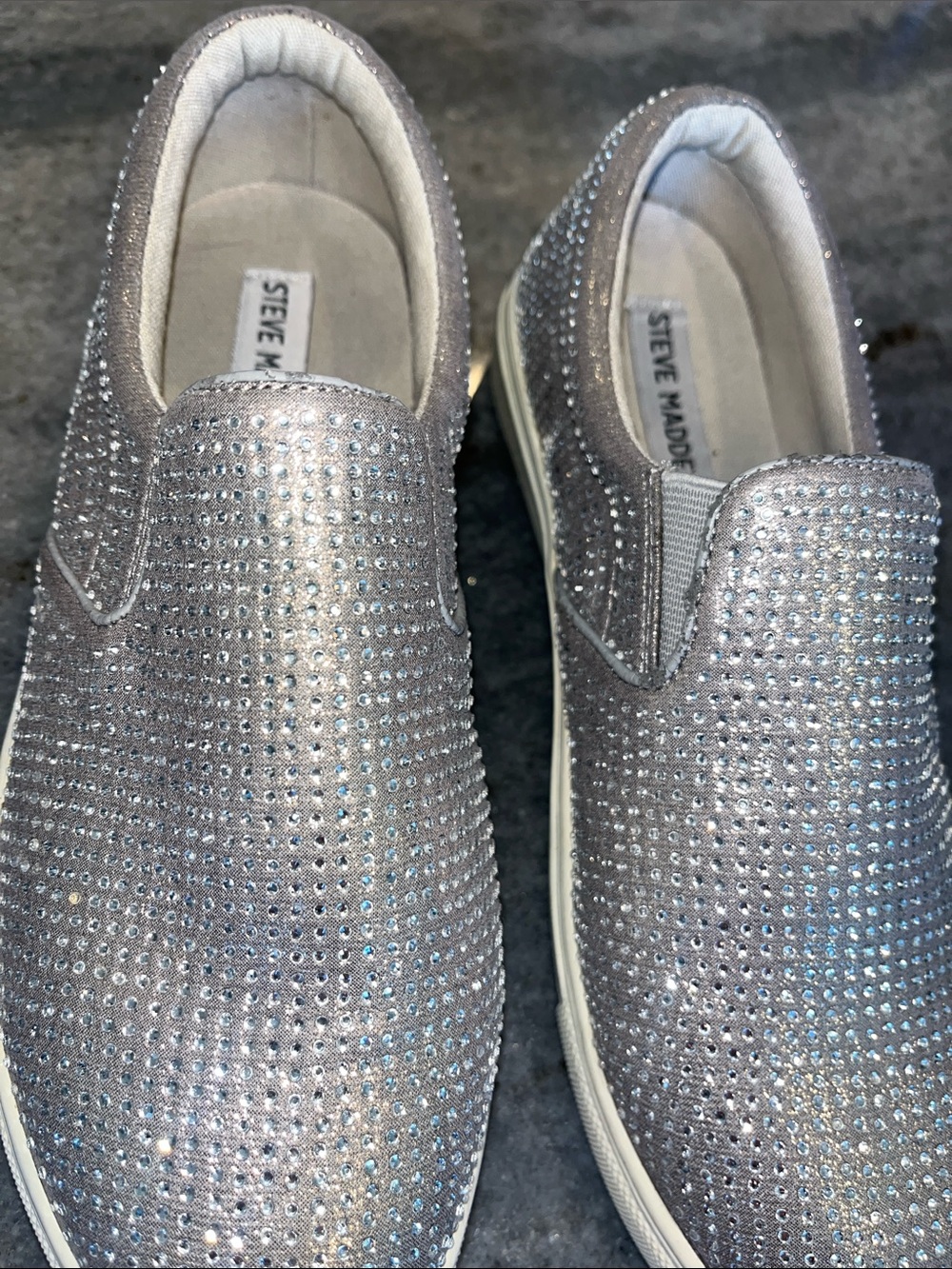 Steve Madden Silver Rhinestone Slip-On Sneakers - Picture 3 of 10